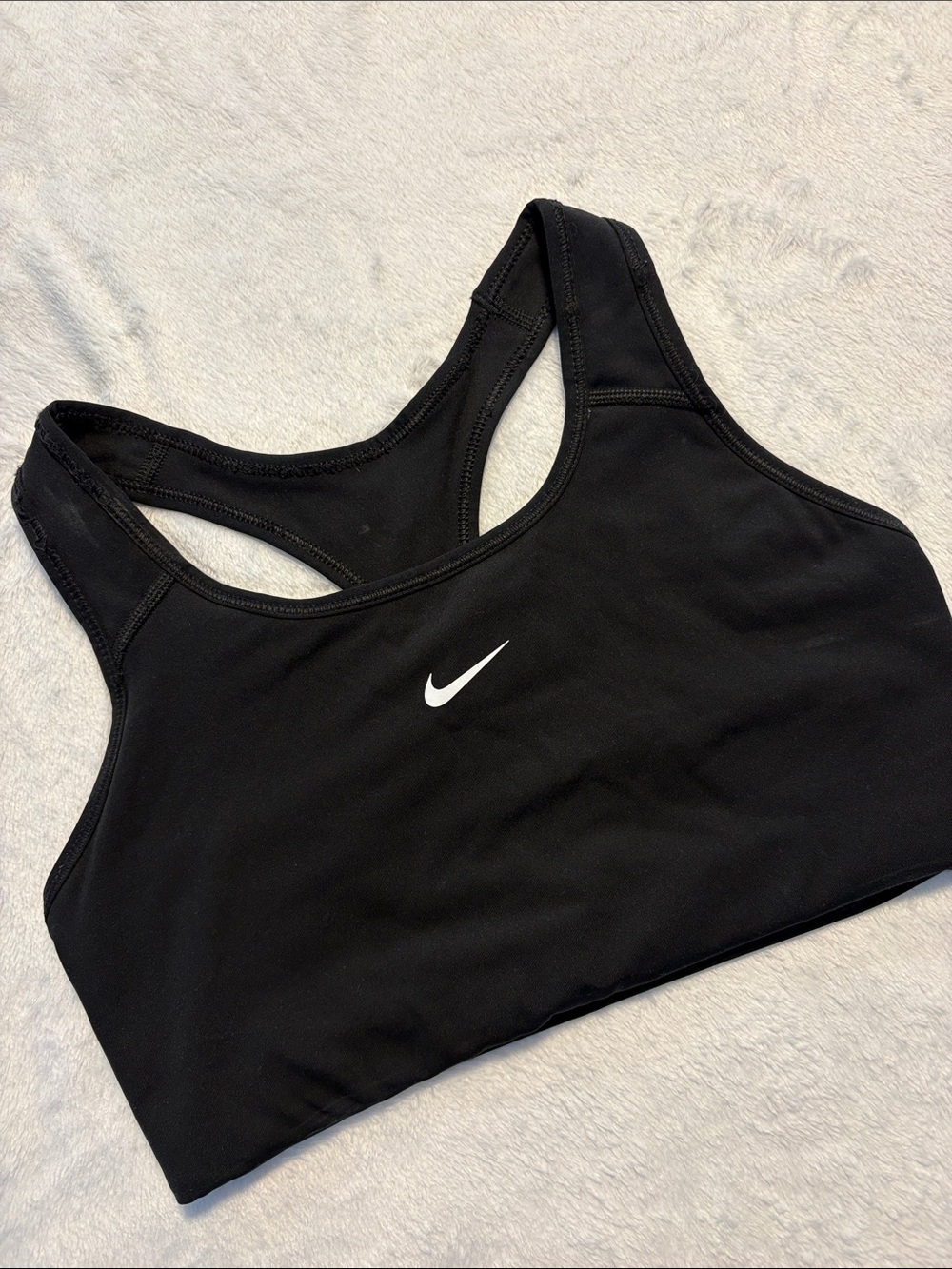 Nike Black Racerback Sports Bra with White Swoosh
